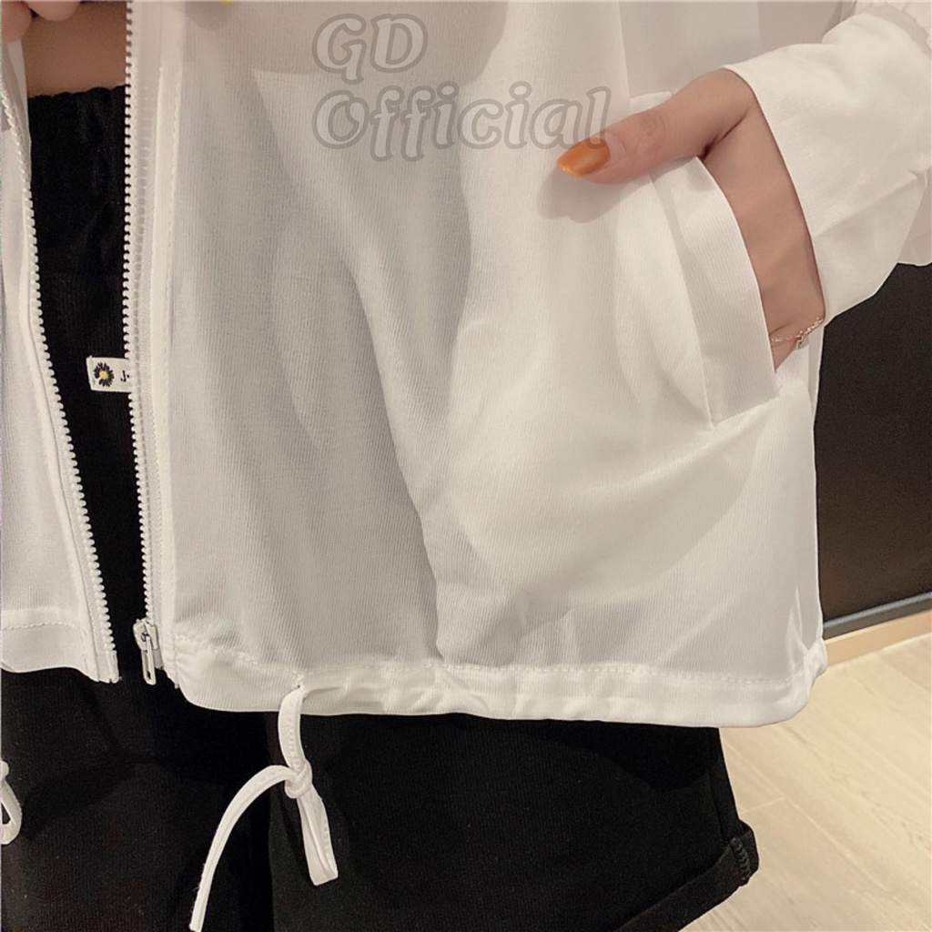 B2|Set bộ nữ khoác dài tay rộng thụng thể thao, áo lót hai dây croptop,quần đùi ngắn dáng ngố màu trắng, đen GD Official