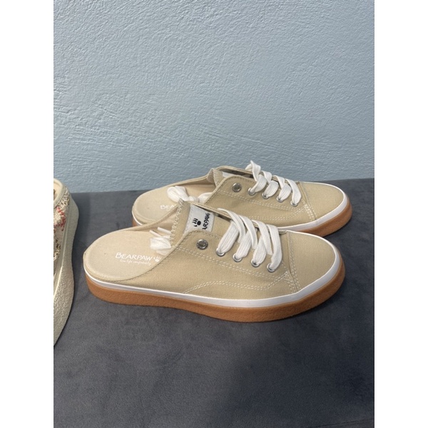 Giày sục nữ BearPaw Hàn Quốc  Giày bệt nữ vải sợi thoáng khí đế 5cm cao su xuất dư 0922
