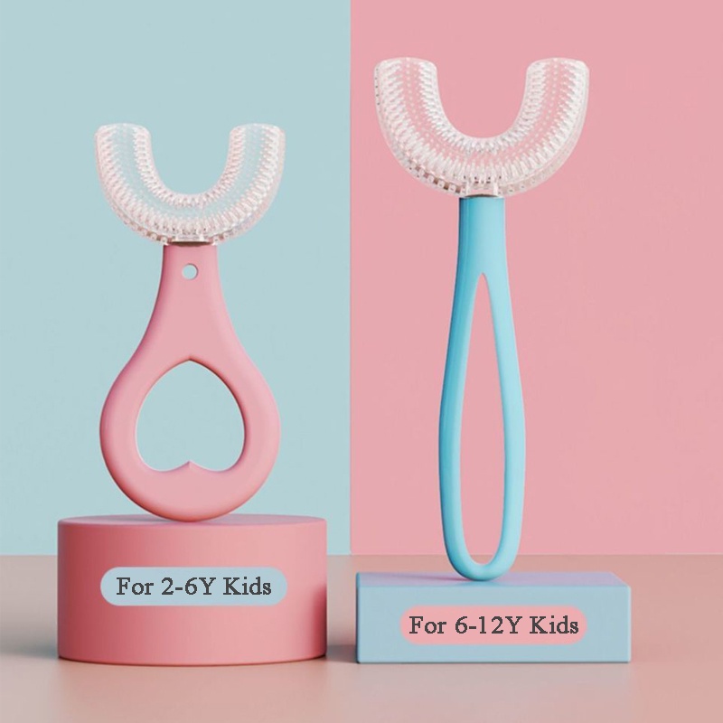 Bàn Chải Đánh Răng Silicone Hình Chữ U Cho Bé 2-12 Tuổi