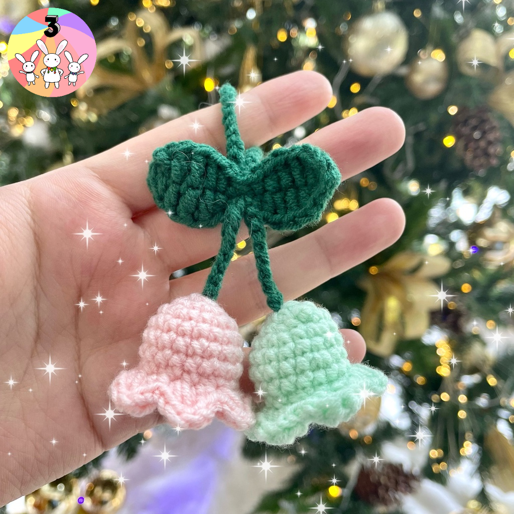 Móc khóa len hoa linh lan hoa chuông nhiều màu