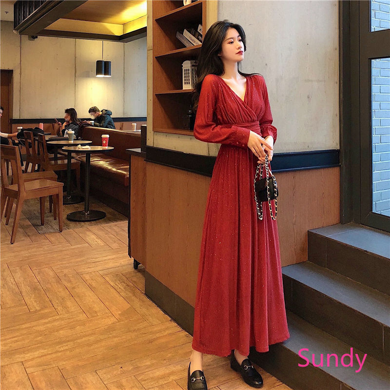 Đầm Xếp Ly Lấp Lánh Phong Cách Hàn Quốc Thời Trang Mùa Thu Cho Nữ | BigBuy360 - bigbuy360.vn