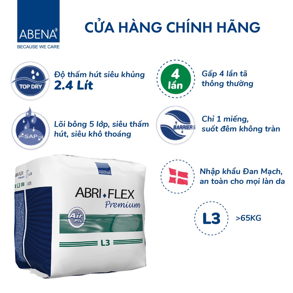 Combo 3 Bịch Tã Quần Người Lớn Abena Abri Flex Premium - Thấm hút 2.4 lít - Nhập Khẩu Đan Mạch (14 miếng/gói)