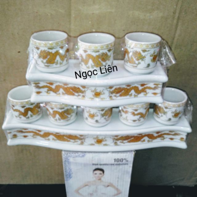 BỘ 3 LY - BỘ 5 LY CÚNG TRẮNG RỒNG