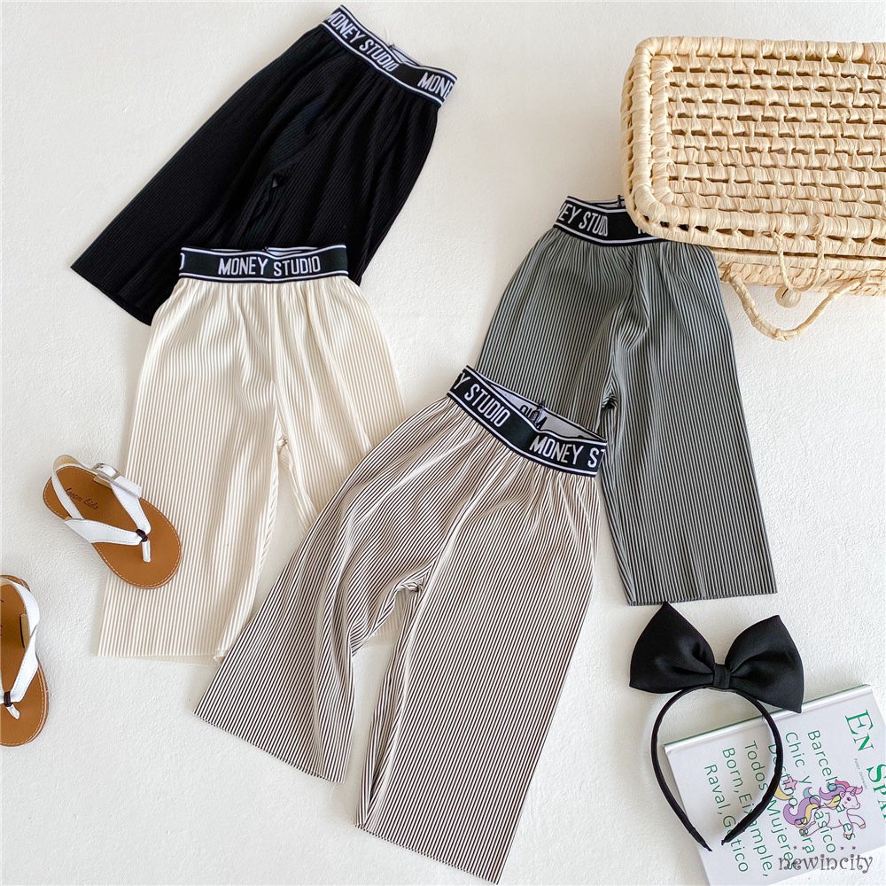 Quần dài ống rộng in chữ phong cách Hàn Quốc thời trang cho bé gái