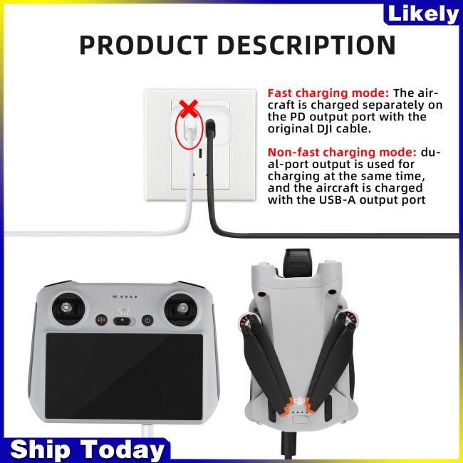 Đầu Sạc Nhanh Qc3.0 Usb Pd Kép 30w Cho Dji Mini 2 / 3pro UAV