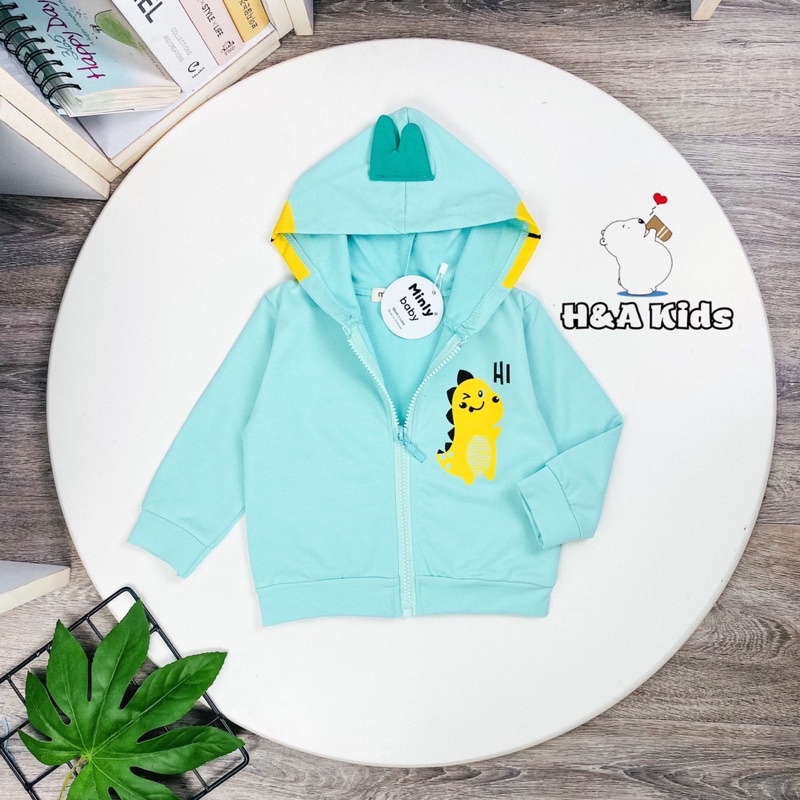 Áo Khoác Chống Nắng Minly Baby Vải Da Cá Dày Dặn, Phối Tai Thỏ Dễ Thương Size 7-17 kg