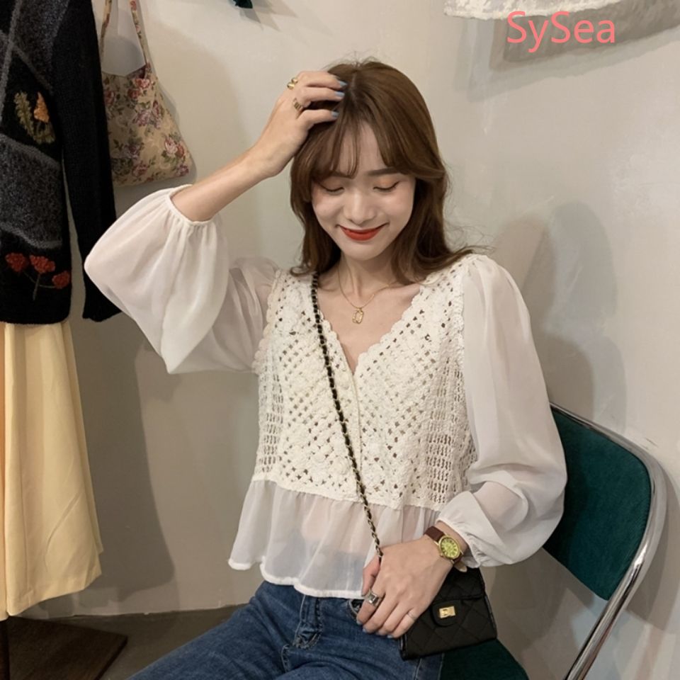 Áo Kiểu Cổ Chữ V Dáng Rộng Phong Cách Retro Thời Trang Mùa Hè Cho Nữ