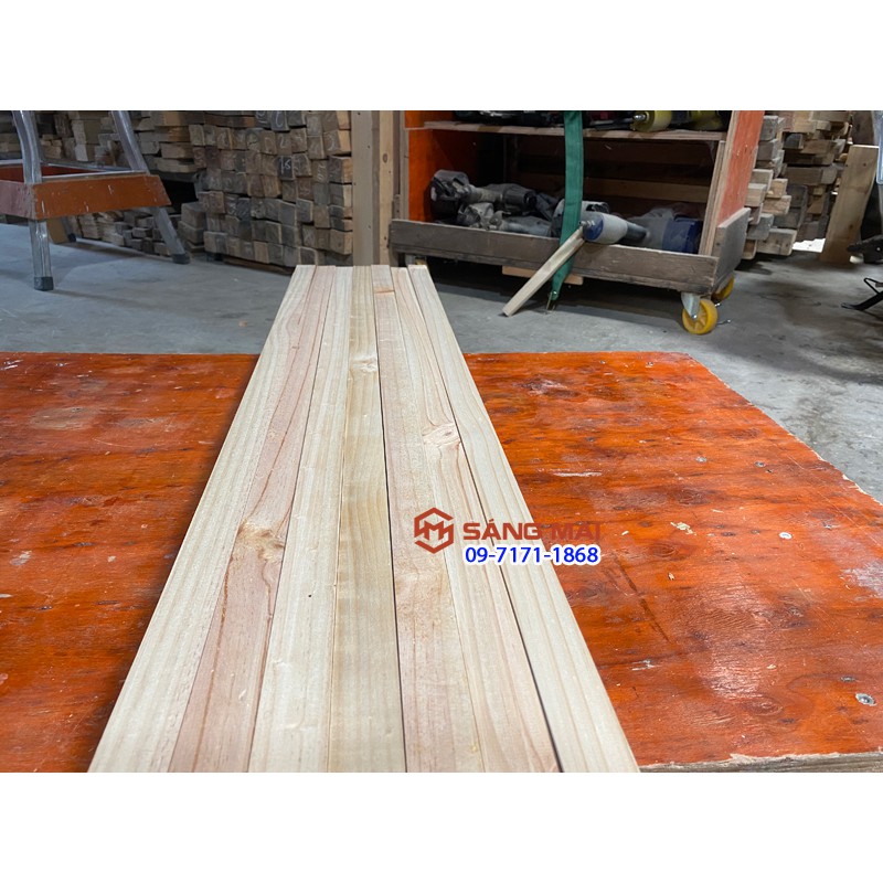 Thanh gỗ thông 1cm x 3cm x dài 120cm + láng mịn 4 mặt
