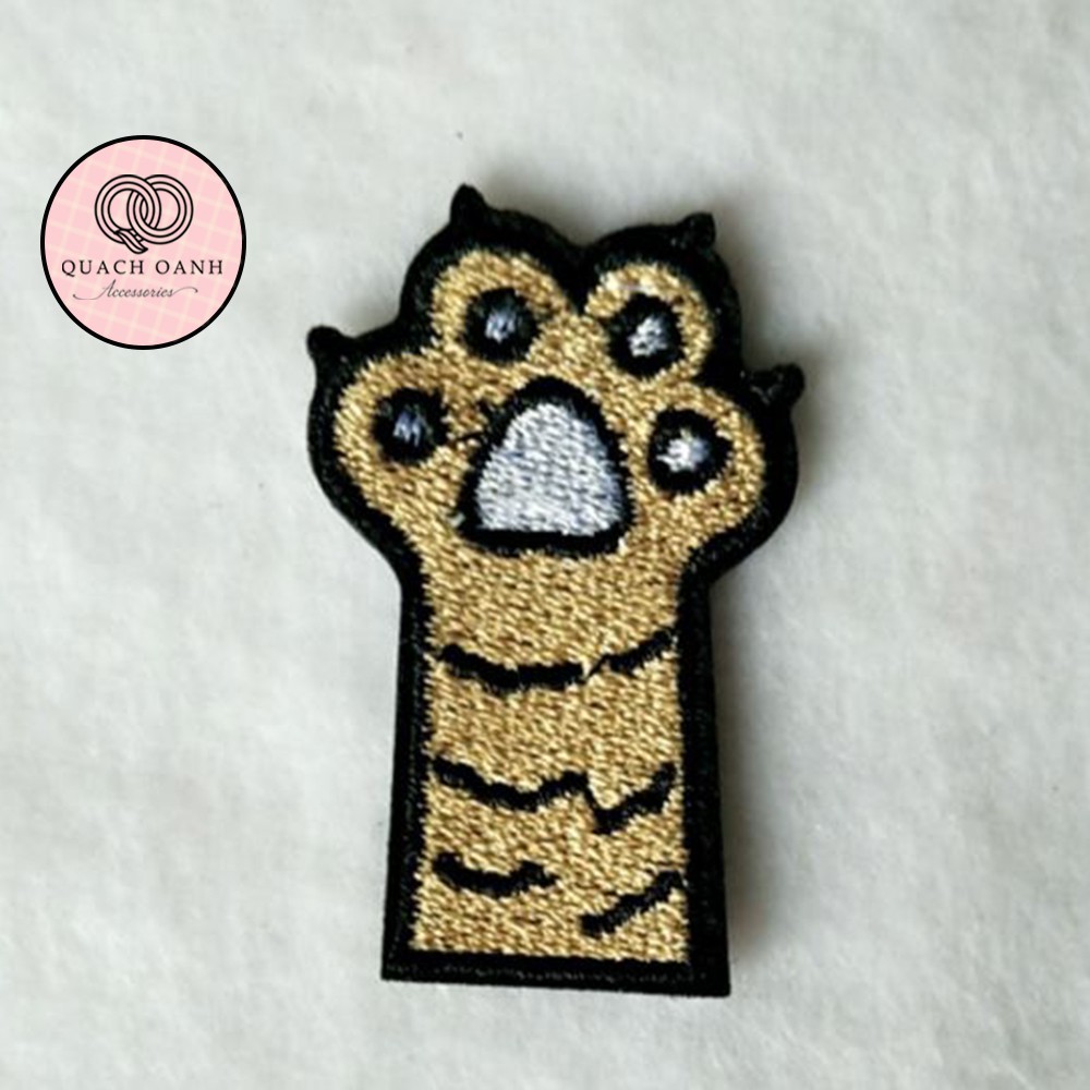 Sticker nhãn dán vải thêu hình chân động vật xinh trang trí sổ, vở, mũ bảo hiểm - ST24