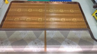 Chiếu trúc tăm in hoa lót lụa