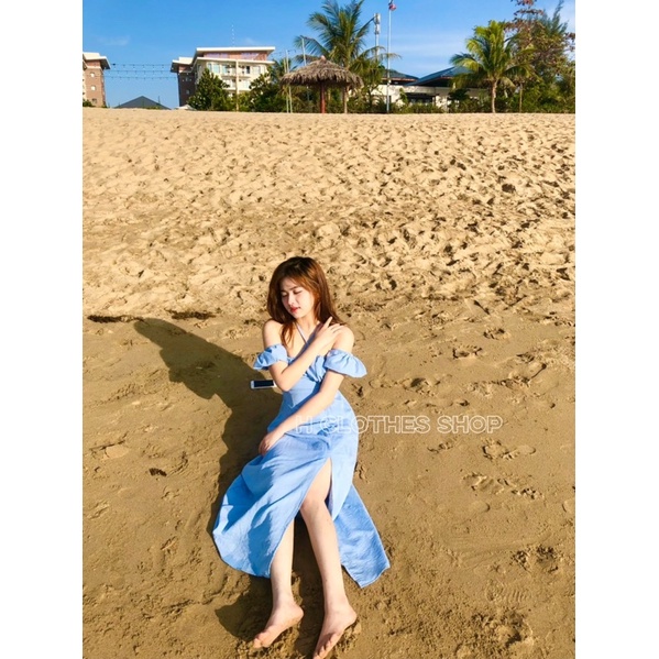 Váy đi biển Đầm mixi đi biển xẻ tà - Ảnh thật H clothes shop