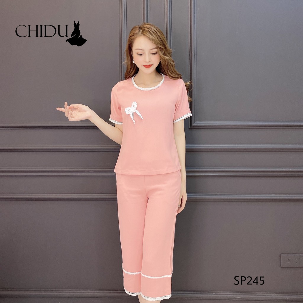 [ Mã WASTRUN4 giảm 10% tối đa 30K đơn 99K] CHIDU Set đũi hè đính nơ ngắn tay SP245 | BigBuy360 - bigbuy360.vn