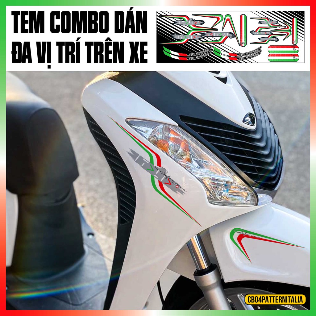 Tem Xe Dán Đa Vị Trí Italia Pattern | CB04ITALIPATTERN | Tem Dán Xe Đa Vị Trí Mọi Dòng Xe