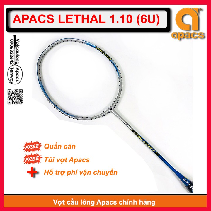 Vợt cầu lông Apacs Lethal Light 1.10 (6U) - Siêu nhẹ như không, nặng đầu chuyên công - có phiếu bảo hành