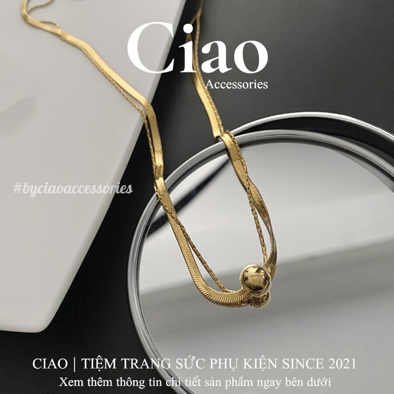 [HOẢ TỐC 1H] Dây chuyền/ Vòng cổ titan không gỉ thiết kế dây 2 lớp đính charm trendy Aster Ciao