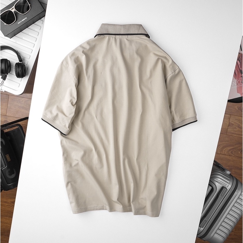 Áo thun nam polo có cổ co giãn màu pastel Bigsize < 125kg