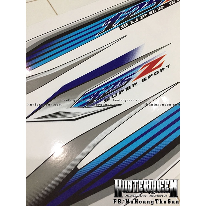 Tem rời YaZ 125 đen trắng xanh. Decal cao cấp chống nước, không bay màu