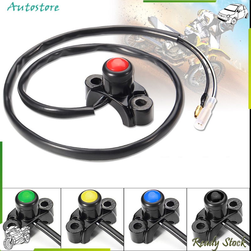 【Autostore】 Motorcycle ATV 22mm Handlebars Engine Kill Stop Start Button Switch - Black