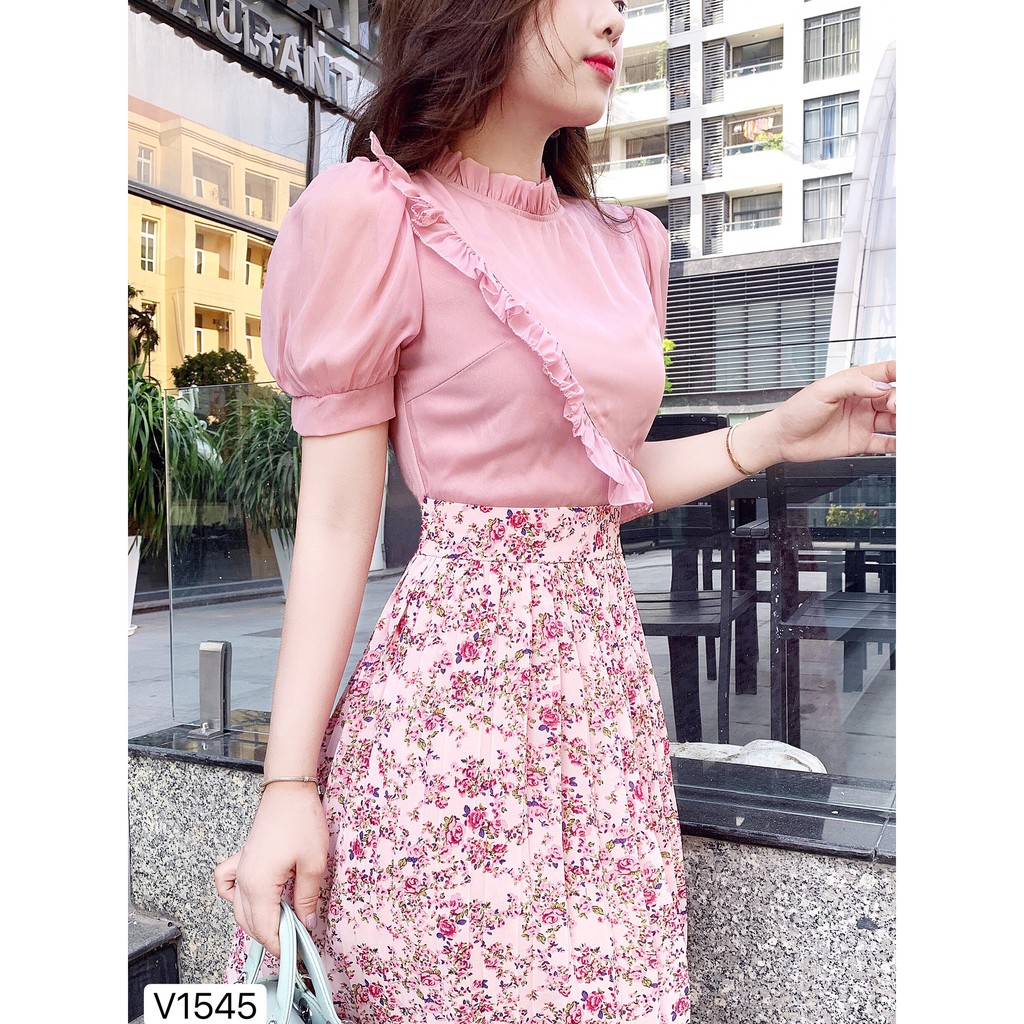 Váy liền chân hoa dập ly V1545 -  DOLCE VIVA COLLECTION