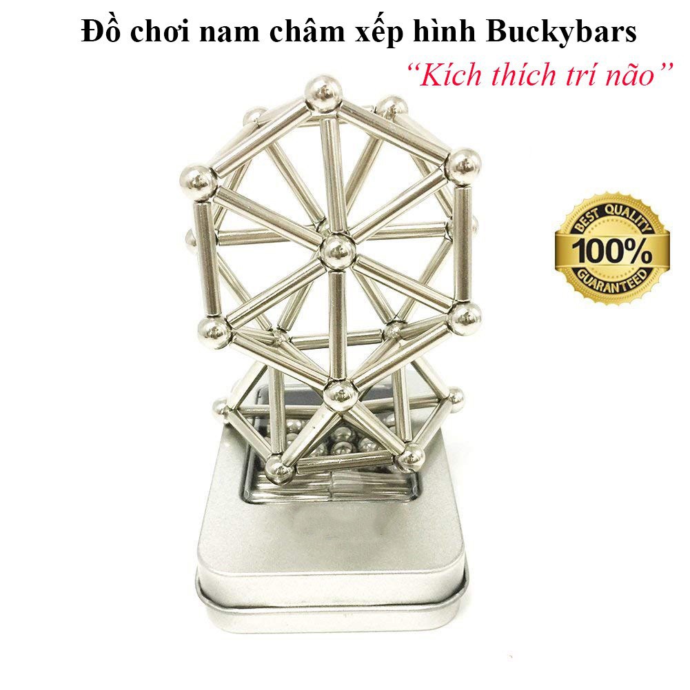 Bộ Nam Châm  Buckybars 27 viên bi 8 mm và 36 Thanh Nam Châm Thông Minh [ FULLBOX Hộp Nhôm Video Sản Phẩm ]