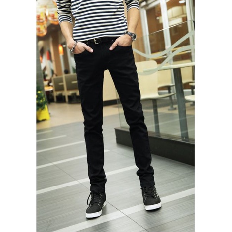 Quần jeans nam đen trơn ôm body, quần jeans kinny nam co dãn