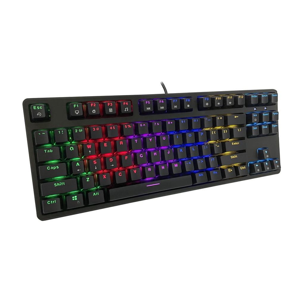 Bàn phím cơ E-DRA EK387L Rainbow LED,EK387L RGB - Bản mới 2022-Cáp Type C rời Huano Switch (Swicth, Blue / Brown / Red)