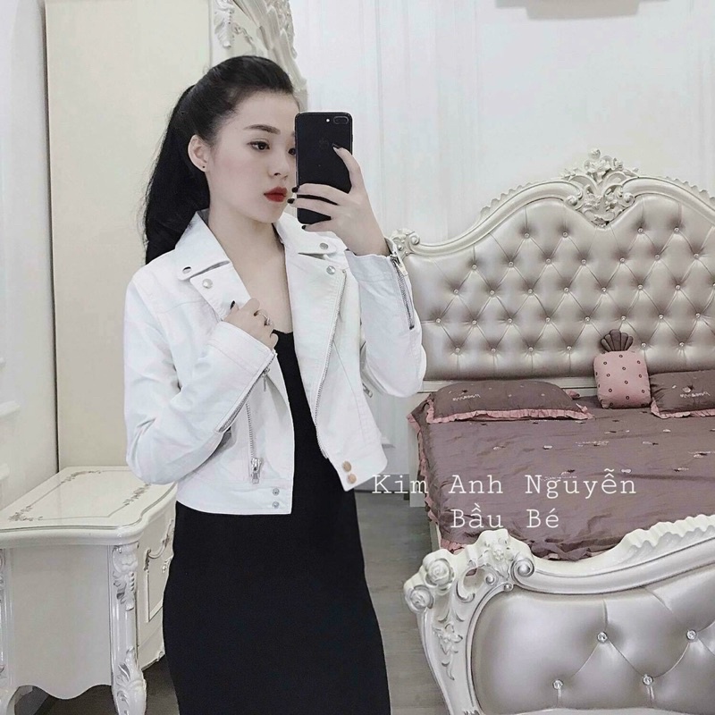 ÁO KHOÁC DA CỔ BẺ MS40298