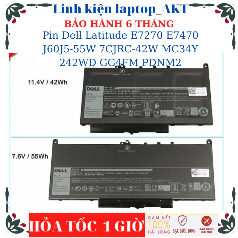 Pin Dell Latitude E7270 E7470 J60J5 - 55W 7CJRC - 42W MC34Y 242WD GG4FM PDNM2