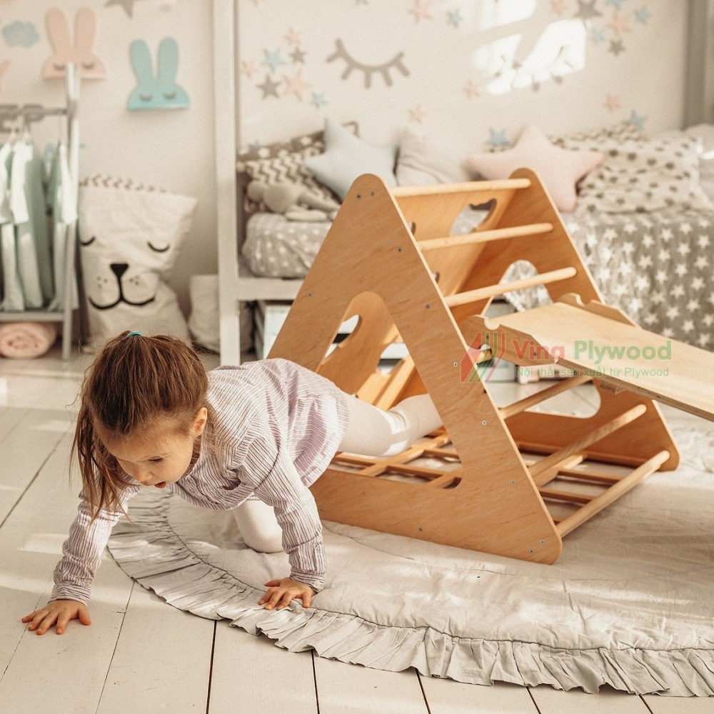 Thang leo tam giác đa năng Montessori- đồ chơi vận động dành cho trẻ mầm non, chất liệu gỗ plygooad,đủ tiêu chuẩn XK EU