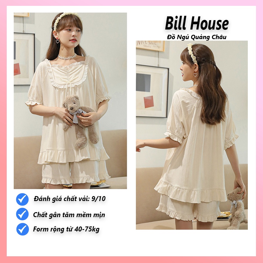 Đồ bộ nữ pijama mặc nhà cộc tay dễ thương bigsize cao cấp chất cotton len tăm mềm mịn BC22