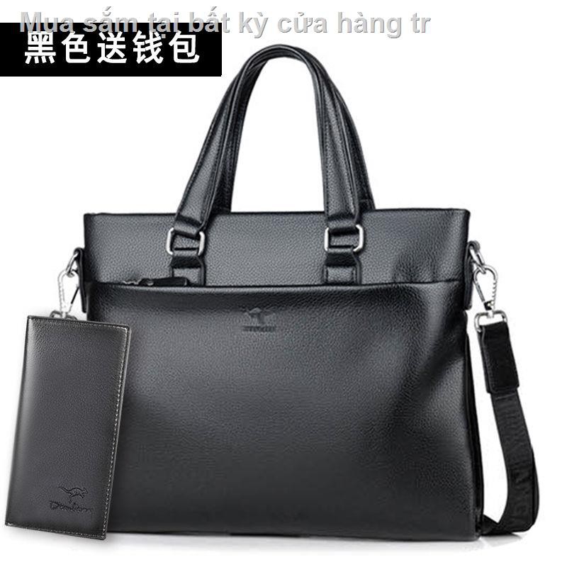 May mắn túi da kangaroo kết cấu nam cặp xách kinh doanh đeo vai thường | BigBuy360 - bigbuy360.vn