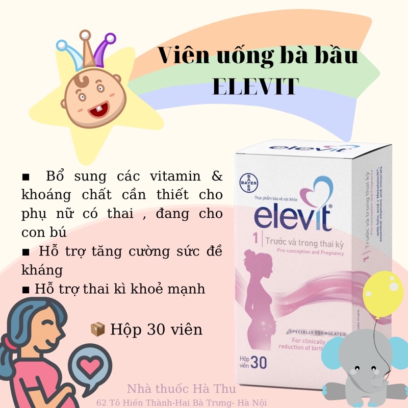 ( Hàng nhập khẩu từ Pháp ) Viên uống bổ tổng hợp vitamin cho bà bầu - ELEVIT