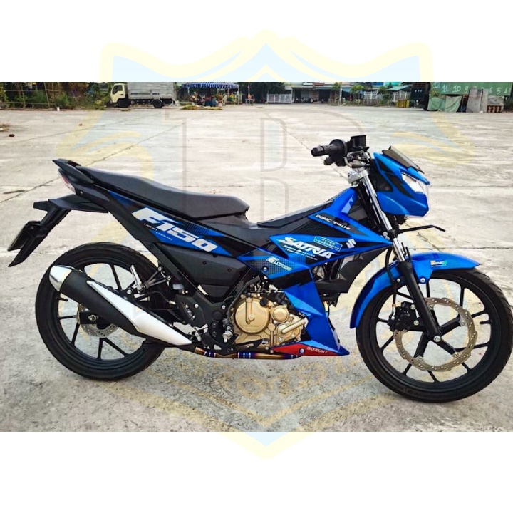 ( Quí khách vui lòng mang ra tiệm cho thợ dán ) Tem Satria fi xanh bụng đen