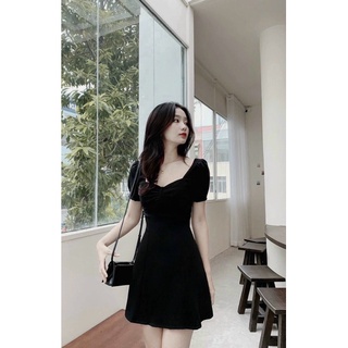 ĐẦM CỔ VUÔNG PHỐI NƠ TAY PHỒNG MINI XINH XẮN
