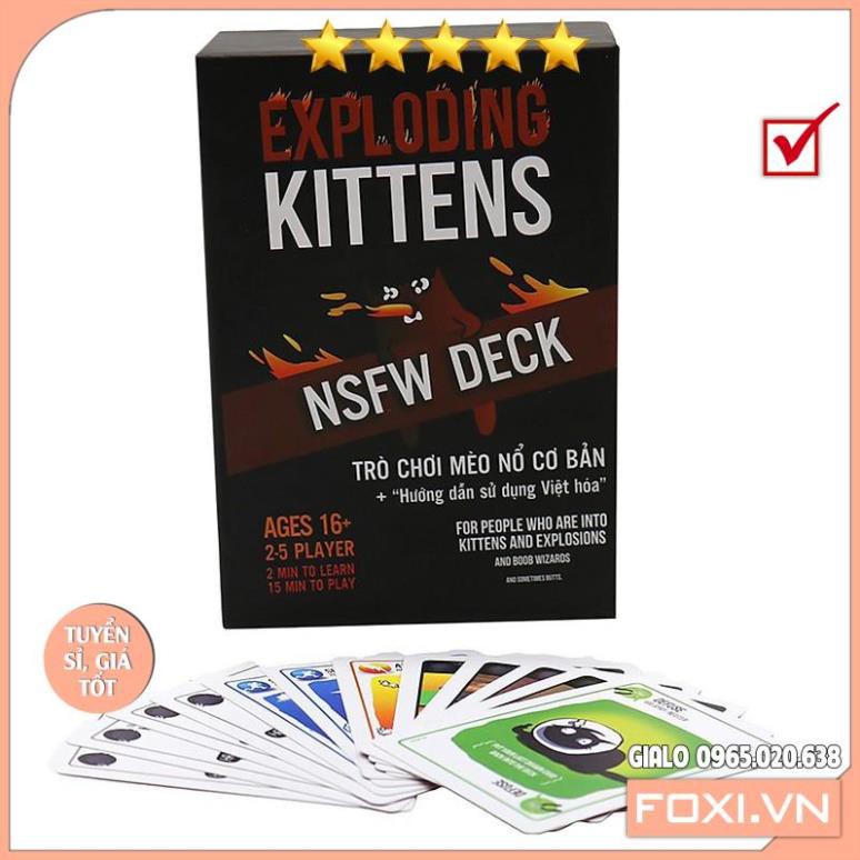 Combo Exploding Kitten-02 Bộ Mèo Nổ Màu Đỏ Và Đem Cơ Bản-Việt Hóa-Boardgame Cao cấp-Game Trí Tuệ