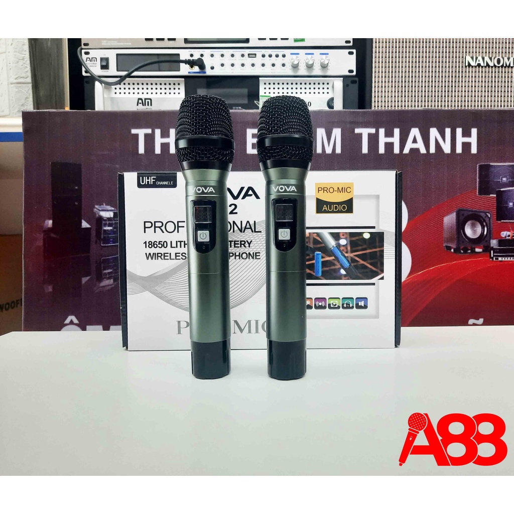 Micro karaoke không dây cao cấp VOVA A2 - Chất âm cực ấm, nhạy - Hàng chính hãng - Bảo hành 12 Tháng