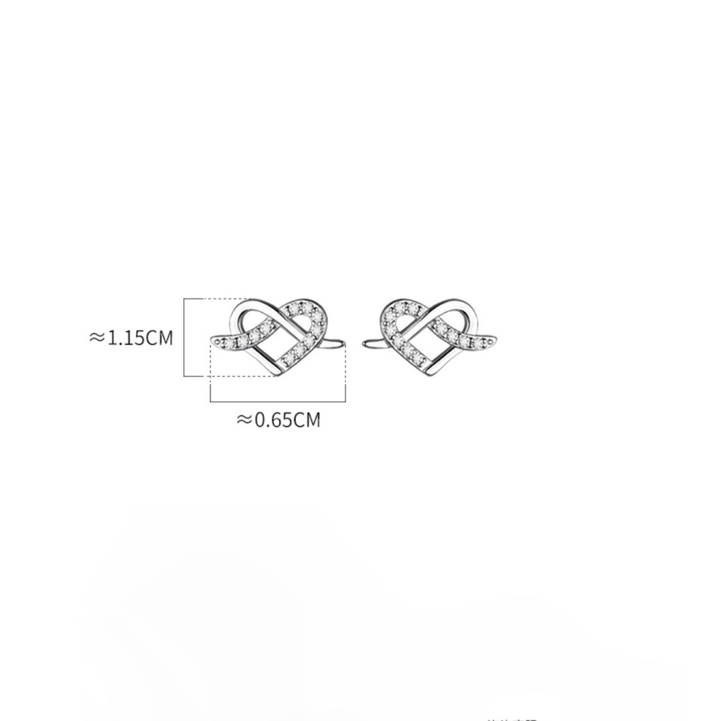 Khuyên Tai Bạc Nữ MIRASON Trái Tim Cách Điệu Nạm Đá Một Bên Sang Trọng MBT236 - Hoa Tai Nữ Bạc 925 Cao Cấp