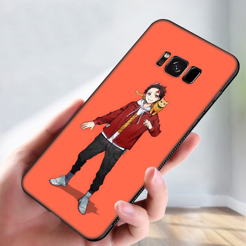 Samsung Galaxy S10 S9 S8 Plus S6 S7 Edge S10+ S9+ S8+ Casing Soft Case 32SF Demon Slayer With Cat mobile phone case