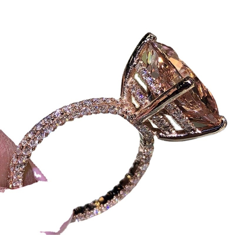 Nhẫn đính đá zircon hình vuông phong cách Âu Mỹ cổ điển sành điệu cho nữ