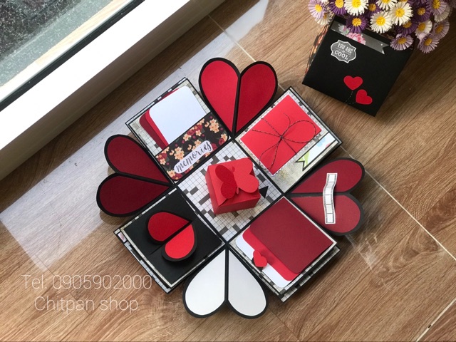 Hộp quà love box 10cm màu đỏ
