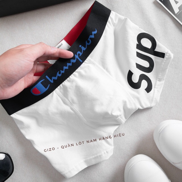 Quần lót nam dáng đùi, quần sịp boxer nam in chữ, vải cotton thấm hút tốt SUP03A