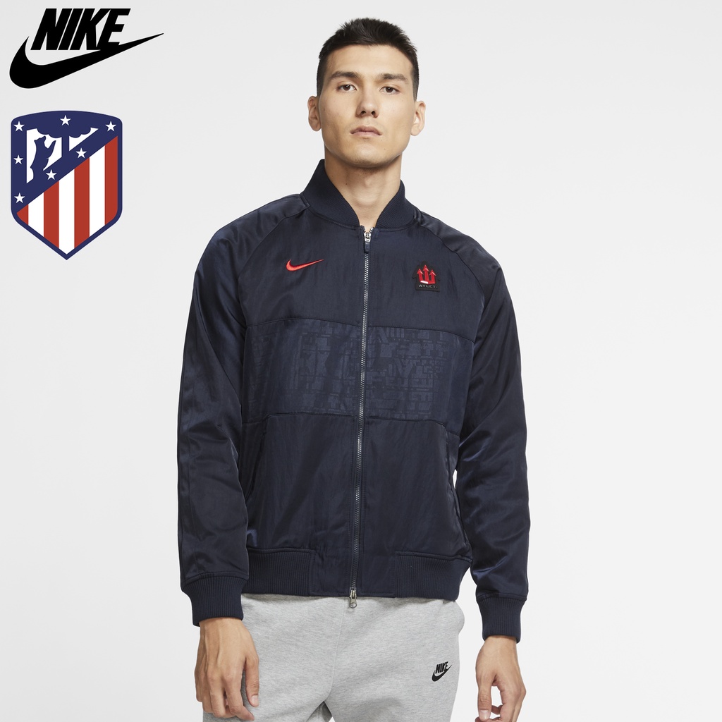 NIKE CHÍNH HÃNG - Áo khoác thể thao nam Nike Atlético De Madrid Satin Bomber Jacket Authentic - Dark Obsidian