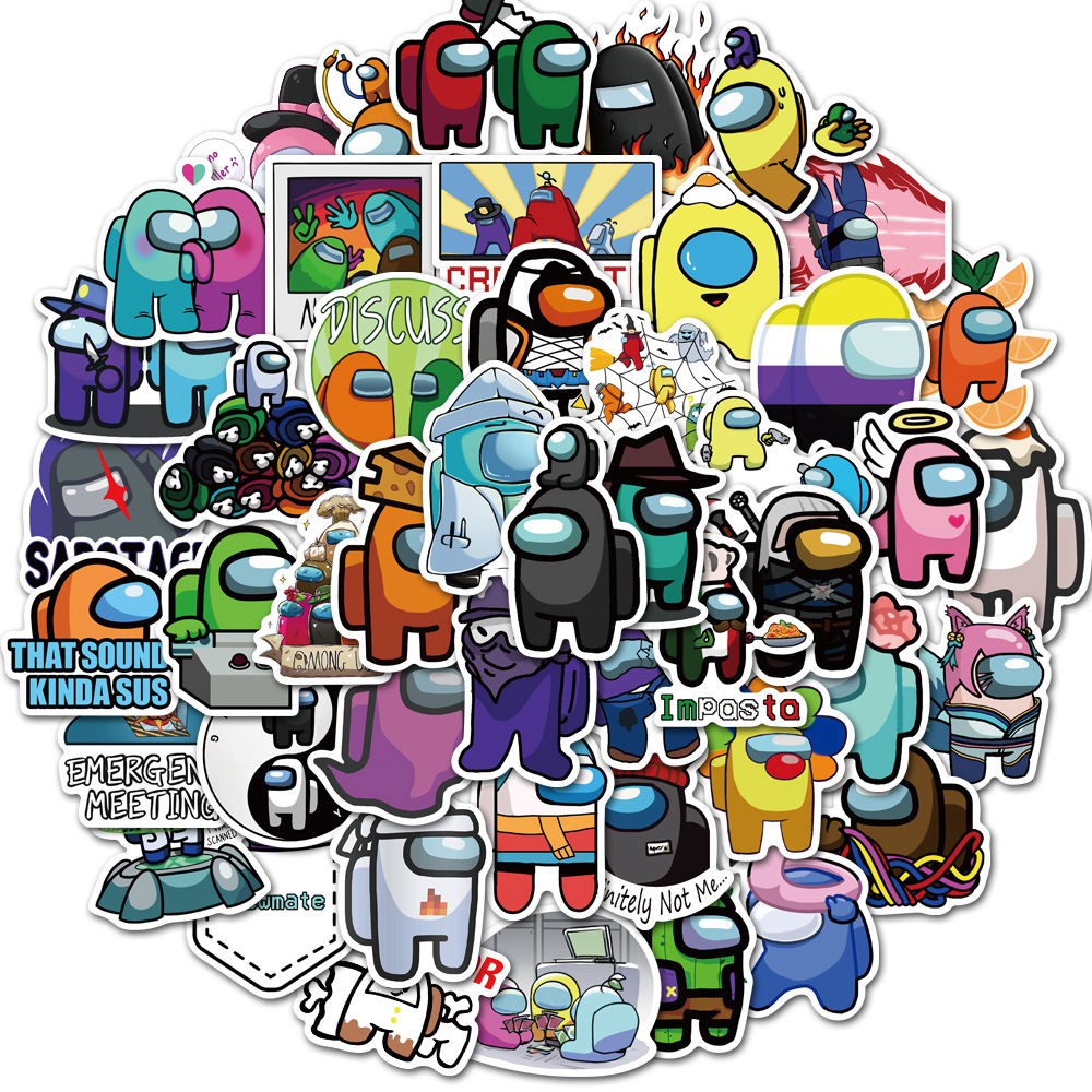 Bộ 50 cái nhãn dán trang trí chống nước hình game Among Us độc đáo