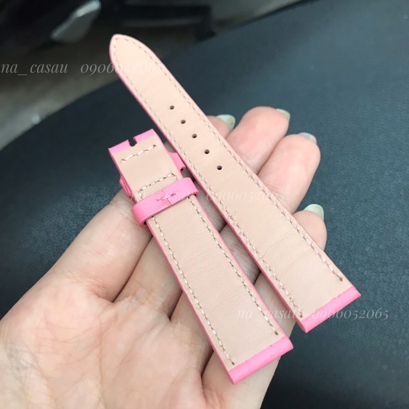 DÂY ĐỒNG HỒ DA BÒ MÀU HỒNG VÂN CÁ SẤU NỮ các size 12mm, 14mm, 16mm, 18mm