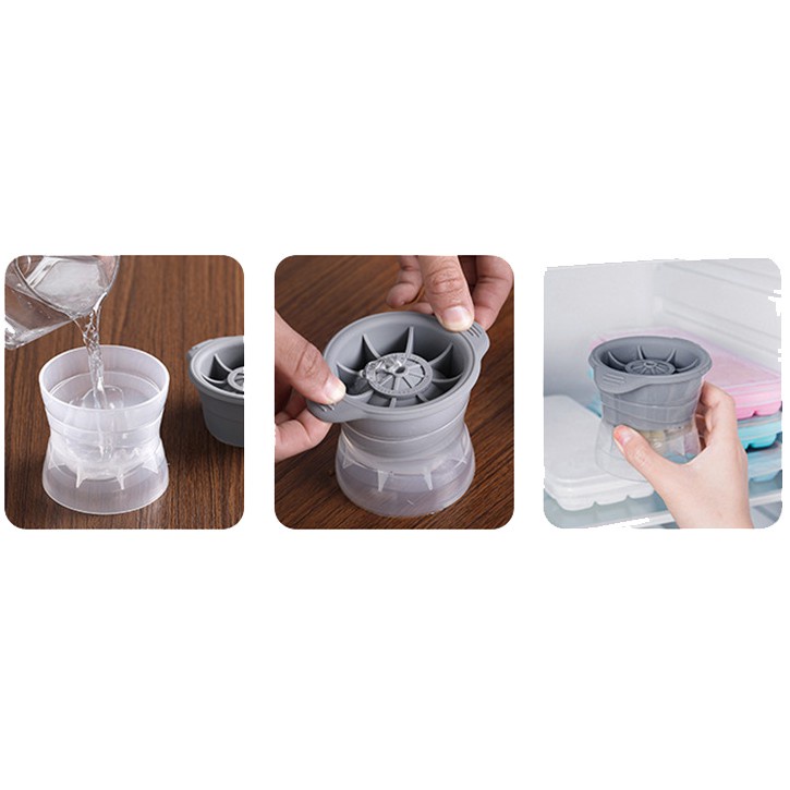 Khuôn Làm Đá Viên Hình Cầu KUNBE, Chất Liệu Silicon Độc Đáo Tiện Dụng