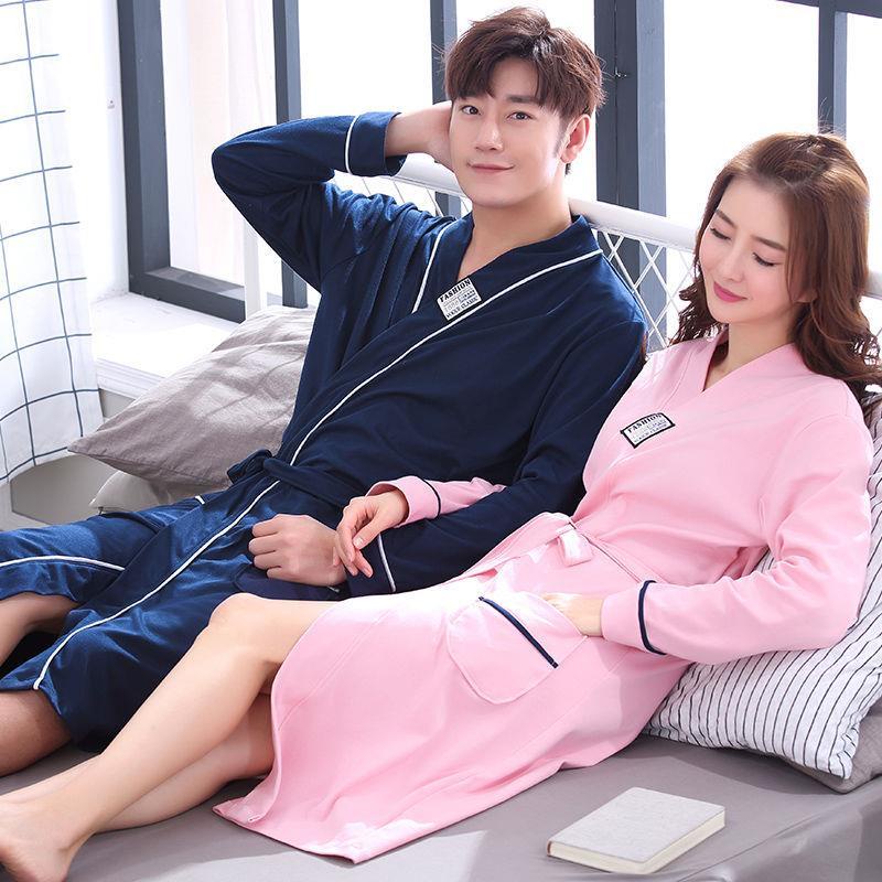 Áo choàng tắm cotton tay dài size lớn cho cặp đôi