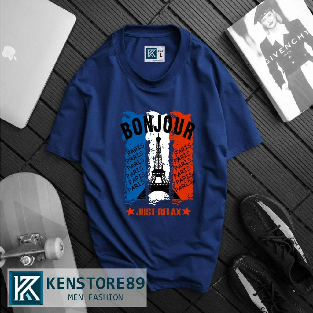 Áo thun nam cổ tròn BONJOUR PARIS ngắn tay cotton 100% KENSTORE89 ATK034