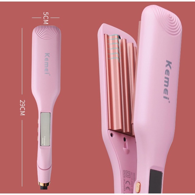 Máy Bấm Tóc Bảng Lớn, Sóng Lớn Có Chỉnh Nhiệt Cao Cấp Kemei 1227