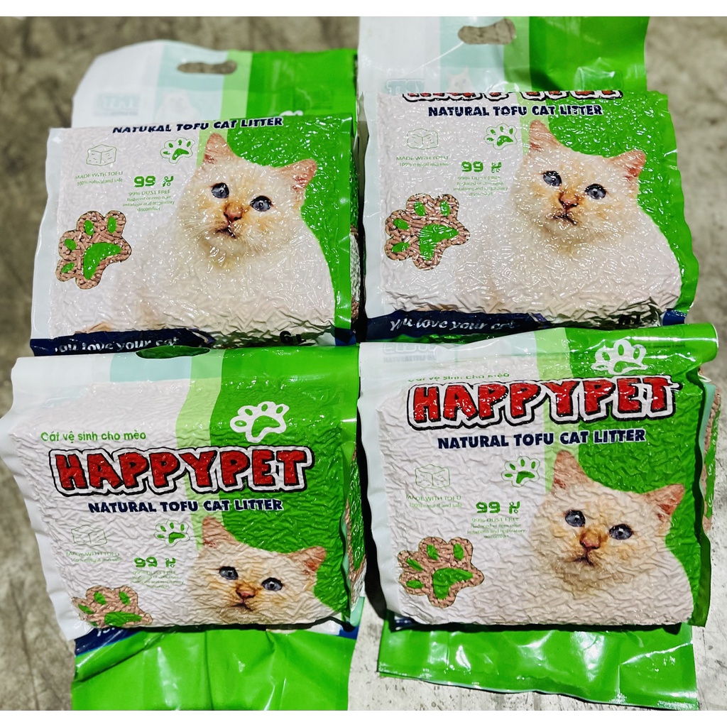 Cát đậu nành cho mèo HAPPY PET 6L - Cát vệ sinh cho mèo  [ HÚT CHÂN KHÔNG ] Nhiều mùi hương lựa chọn