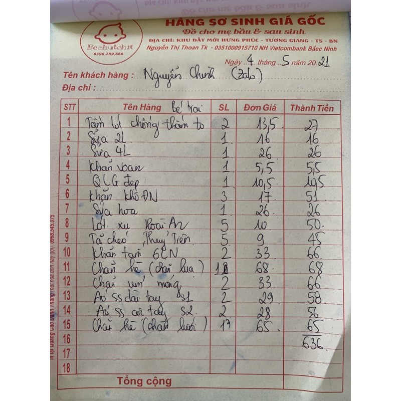 Combo sơ sinh 4/5/2021